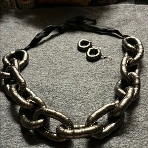 Elegant Silver Chain Necklace and Earring Set